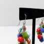 Beaded Cluster Dangle Earrings Multi Color Beads