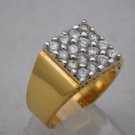 Mens Gold Plated 16 CZ Stones "Bling" Ring Size 11