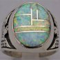 Opal Semi-Black Solid Sterling Silver Mens Ring....Size 10