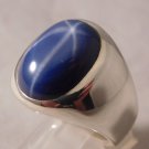 Linde Blue Star Sapphire 16 Carat .925 Sterling Silver Oval Mens Ring....Size 8 Linde Blue Star Sapphire 16 Carat .925 Sterling Silver Oval Mens Ring....Size 8