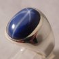 Linde Blue Star Sapphire 16 Carat .925 Sterling Silver Oval Mens Ring....Size 8