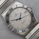 Omega Constellation Manhattan Stainless Steel Quartz Silver Dial Mens Watch 33mm