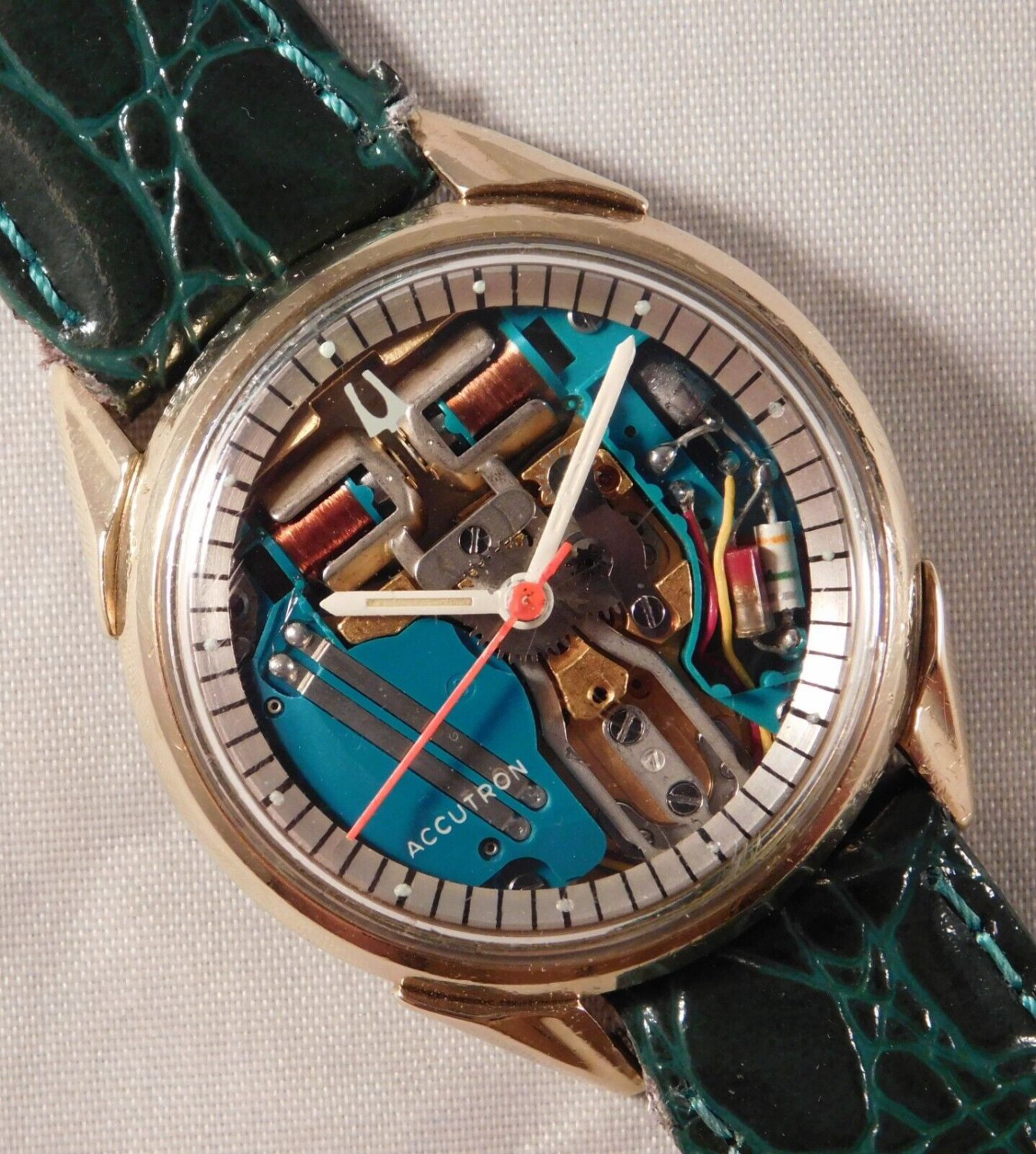 Bulova Accutron Spaceview 214 M9 10k Gf Vintage 1969 Tuning Fork Mens Watch