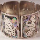 Abalone Bracelet Mexican Southwest .925 Sterling Silver Inlay....7.9" Abalone Bracelet Mexican Southwest .925 Sterling Silver Inlay....7.9"