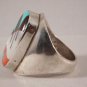 Zuni Inlay Turquoise Coral Jet and Mother of Pearl Huge Mens Ring....Size 10.5