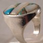 Native American Turquoise & MOP Vintage Sterling Silver Mens Ring....Size10.5