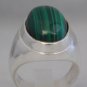 Natural Malachite Gemstone .925 Sterling Silver Heavy Mens Ring....Size 10.25