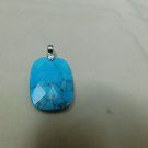 Turquoise Stone Rectangle Pendant With .925 Silver Bale And Silver 19" Necklace Turquoise Stone Rectangle Pendant With .925 Silver Bale And Silver 19" Necklace