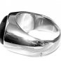 Black Onyx Mens Ring In Stylish Stainless Steel Setting....Size 11