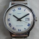 Timex Marlin Date Circa 1974 Roman Numeral Dial SS Manual Wind Mens Watch....33