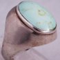Turquoise Vintage Estate .925 Sterling Silver Oval Mens Signet Ring Size 10