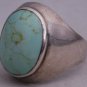 Turquoise Vintage Estate .925 Sterling Silver Oval Mens Signet Ring Size 10