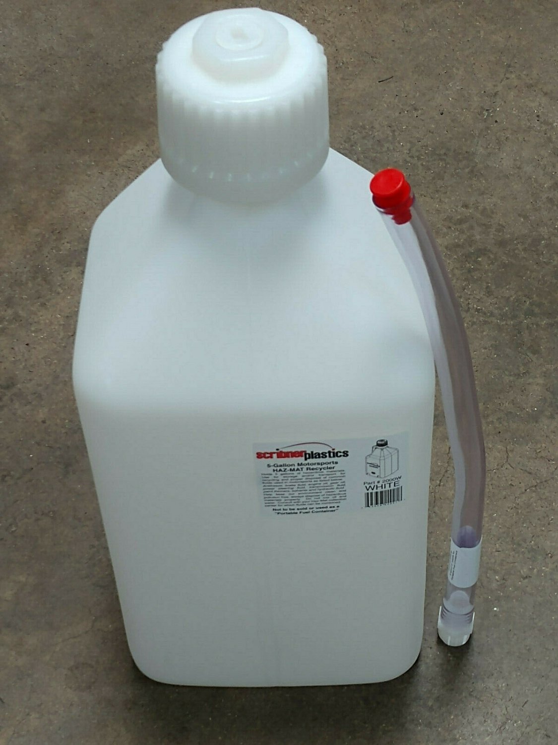Scribner 5 Gallon Plastic Utility Jug Square White Flip Up Vent with Hose