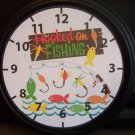 WALL CLOCK 9" "HOOKED ON FISHING" -BATTERY OPERATED