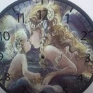 WALL CLOCK 9" "MOTHER DAUGHTER MERMAIDS" -BATTERY OPERATED