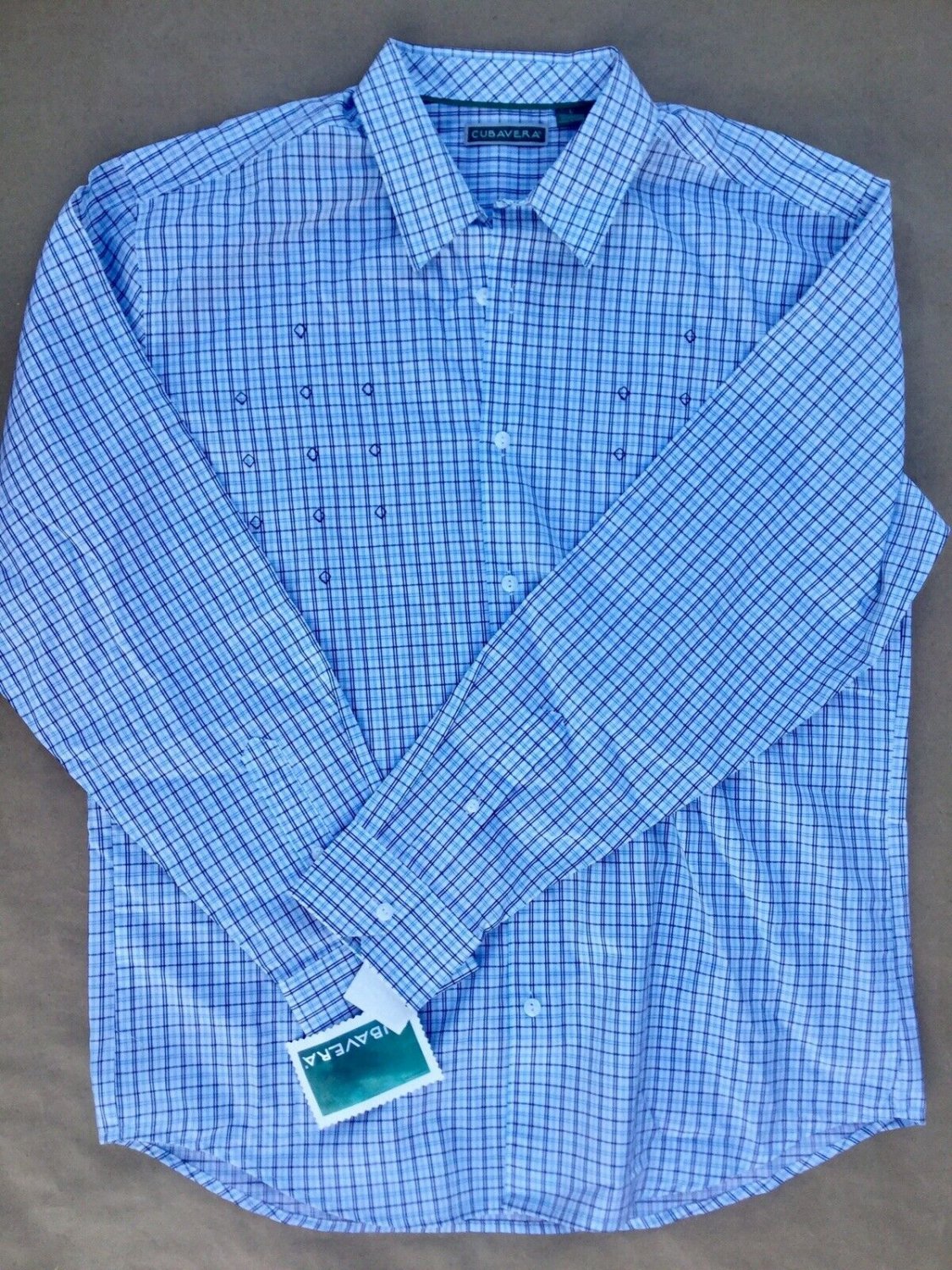 New Cubavera Button Down Plaid Shirt Mens