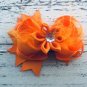 3 Stacked Hair Bows With Feathers Fall Colors Girls