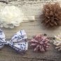 New Handmade Bows And Clips Nautical & Nude Baby Toddler Set Of 5