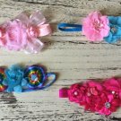NEW HANDMADE HEADBANDS TODDLER GIRL PINK BLUE BUNDLE OF 4