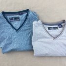 2 Chereskin Vneck Shirts XXL.Striped Blue-Green Beige New With Tags