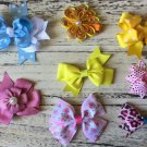 NEW HANDMADE BOWS AND CLIPS BUNDLE OF 8 FLOWERS TODDLER BABY