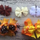 5 Handmade Pinwheel And Stacked Bows Orange Brown Fall Colors Toddler