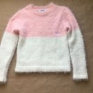 PRE OWNED GIRLS DKNY PULLOVER SWEATER SIZE 6 PINK WHITE