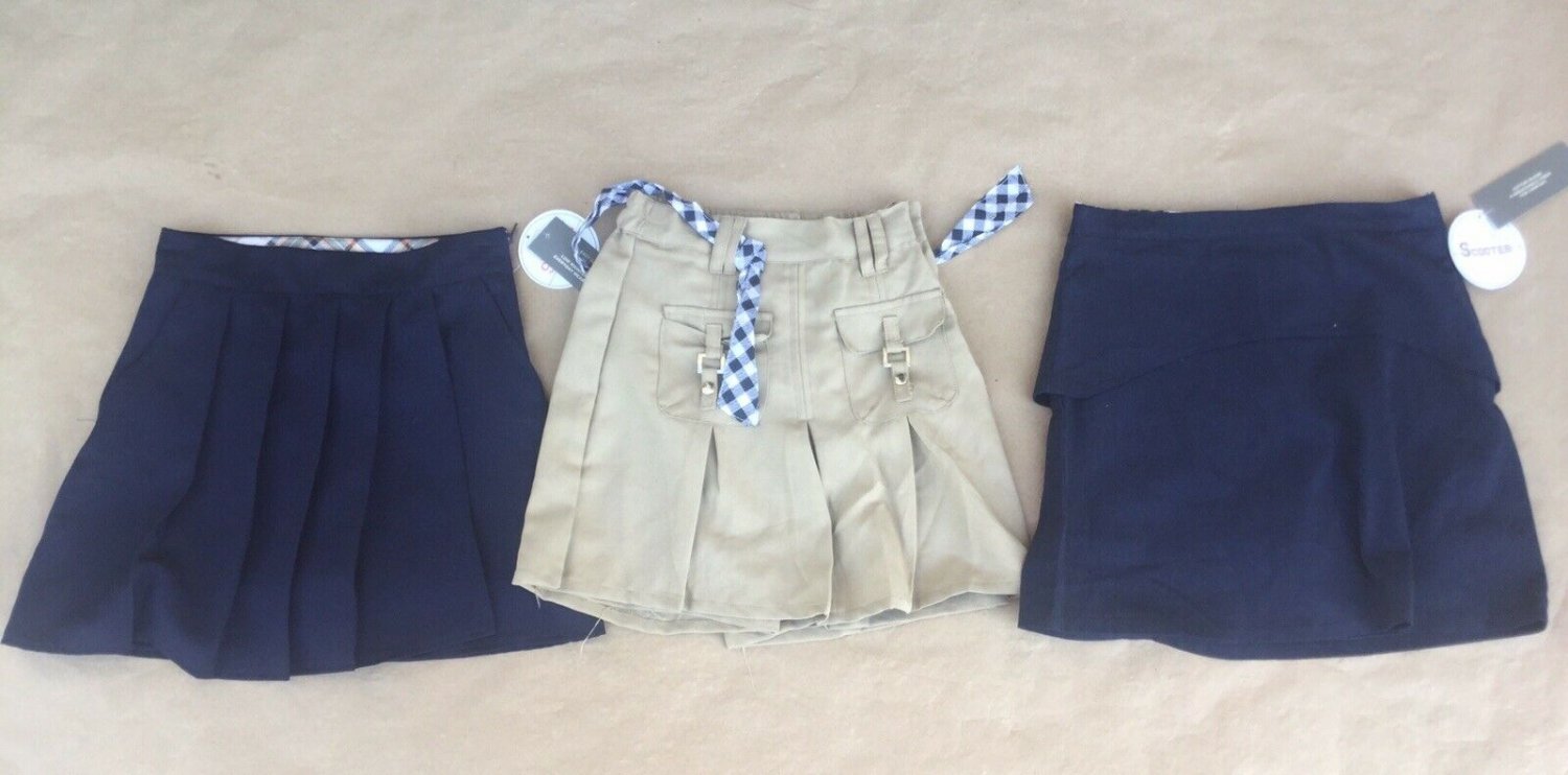 2 Eddie Bauer Carters School Uniform skirts Size 10 Navy Beige New withTags