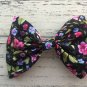 New Handmade Bow In Black With Flower Print For Girls