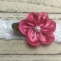 3 New Lace Handmade Headbands Newborn Flower Baby Pink Mauve Photo Prop