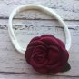3 New Handmade Headbands Roses Nylon Baby Toddler Hair Tie Bookmarks Ivory Pink