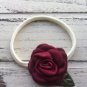 Bundle Of 4 New Nylon Baby Headbands Roses White Hair Tie Bookmarks Handmade