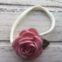 Bundle Of 4 New Nylon Baby Headbands Roses White Hair Tie Bookmarks Handmade