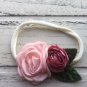 Bundle Of 4 New Nylon Baby Headbands Roses White Hair Tie Bookmarks Handmade
