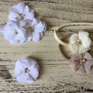 NEW HANDMADE  NYLON HEADBANDS FOR BABY AND TODDLER WITH WHITE FLOWERS