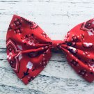 New Handmade Red Paisley Bows Girls