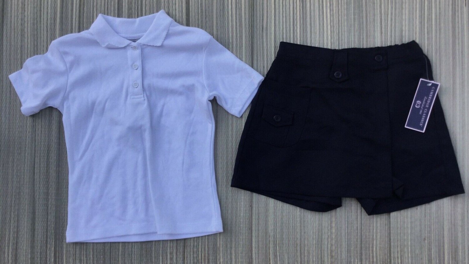 NWT Set  Cambridge Classics Polo Shirt Shirts 6/6X Navy White Girls