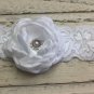 3 New Handmade Headbands White Teal Black Flowers Toddler Special Occasion