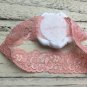 3 New Handmade Headbands Burnt Edge Peach Pink Gold Flowers Pink Lace Headband