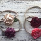 Bundle Of 4 New Headbands Flowers Nylon Hair Tie Bookmarks