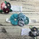 3 New Handmade Headbands Toddler Baby Photo Prop Special Occasion Teal Pink Lace