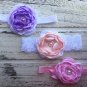 3 New Handmade Headband Burnt Edge Lace Lavander Peach Pink Lace Baby Photo Prop
