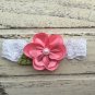 3 New Handmade Headbands Lace Photo Prop Special Occasion Pink White Coral
