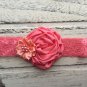 3 New Handmade Headbands Lace Photo Prop Special Occasion Pink White Coral