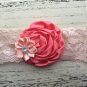 3 HANDMADE LACE HEADBAND CORAL LAVANDER SPECIAL OCCASION PHOTO PROP BABY TODDLER