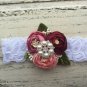 3 HANDMADE LACE HEADBAND CORAL LAVANDER SPECIAL OCCASION PHOTO PROP BABY TODDLER
