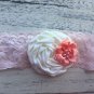 Bundle 4 New Handmade Headband Toddler Flowers Pink Black Peach Special Occasion