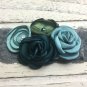 3 New Handmade Headbands Coral White Rolled Flower Teal Sage  Baby Toddler