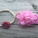 Lot 2 New Handmade Headbands Baby Toddler Adult Special Occasion Pink Ivory