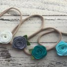 Bundle Of 4 New Nylon Headbands Felt Flowers Hair Tie Bookmark